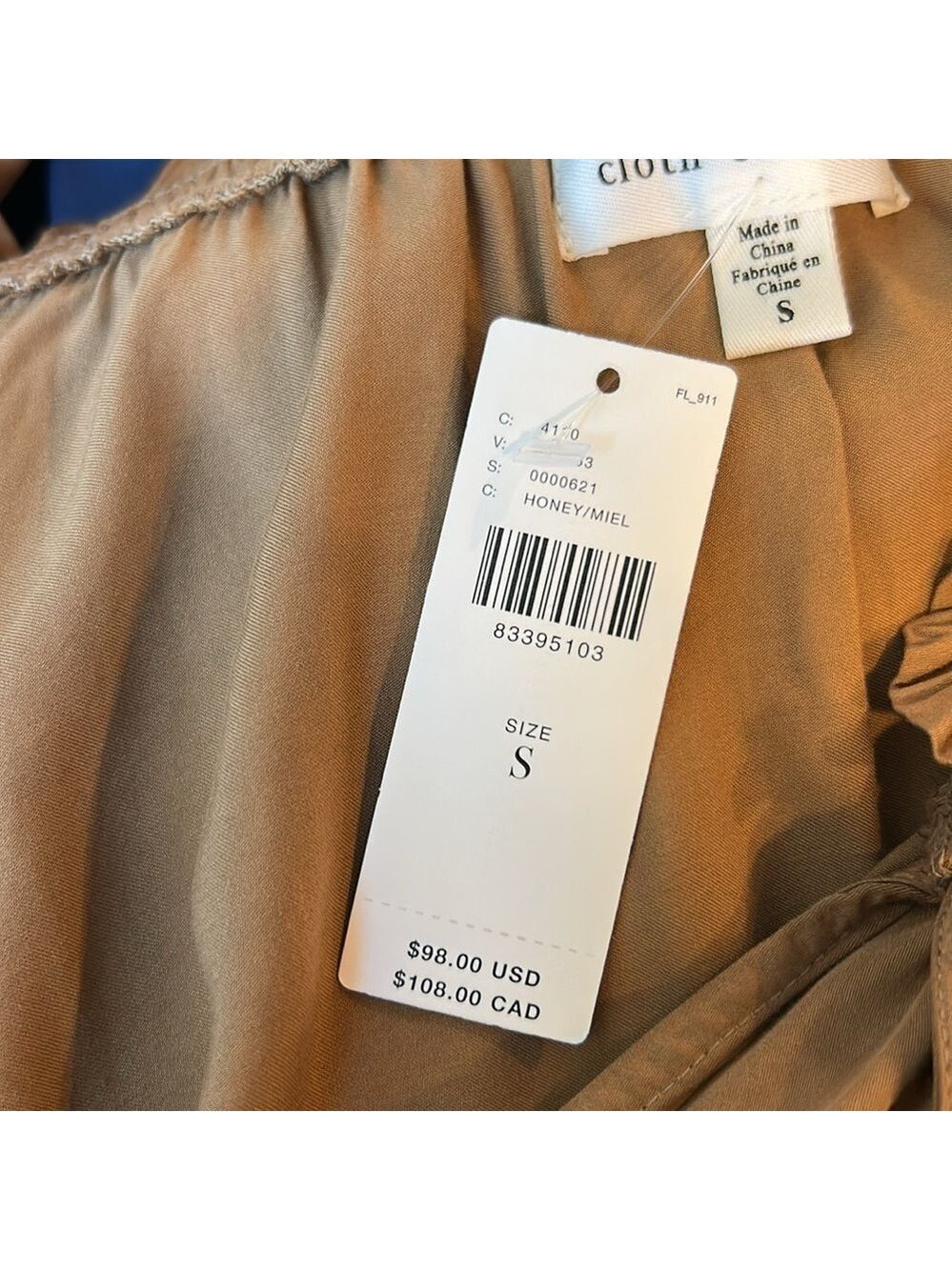 NWT Anthropologie Cloth & Stone Tan Peasant Top Size Small - Picture 5 of 7